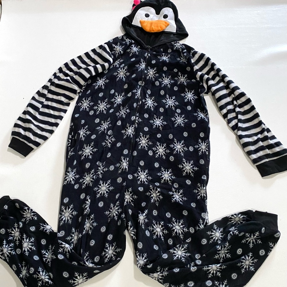 Adult Penguin Hooded Christmas Pajamas size 2XL